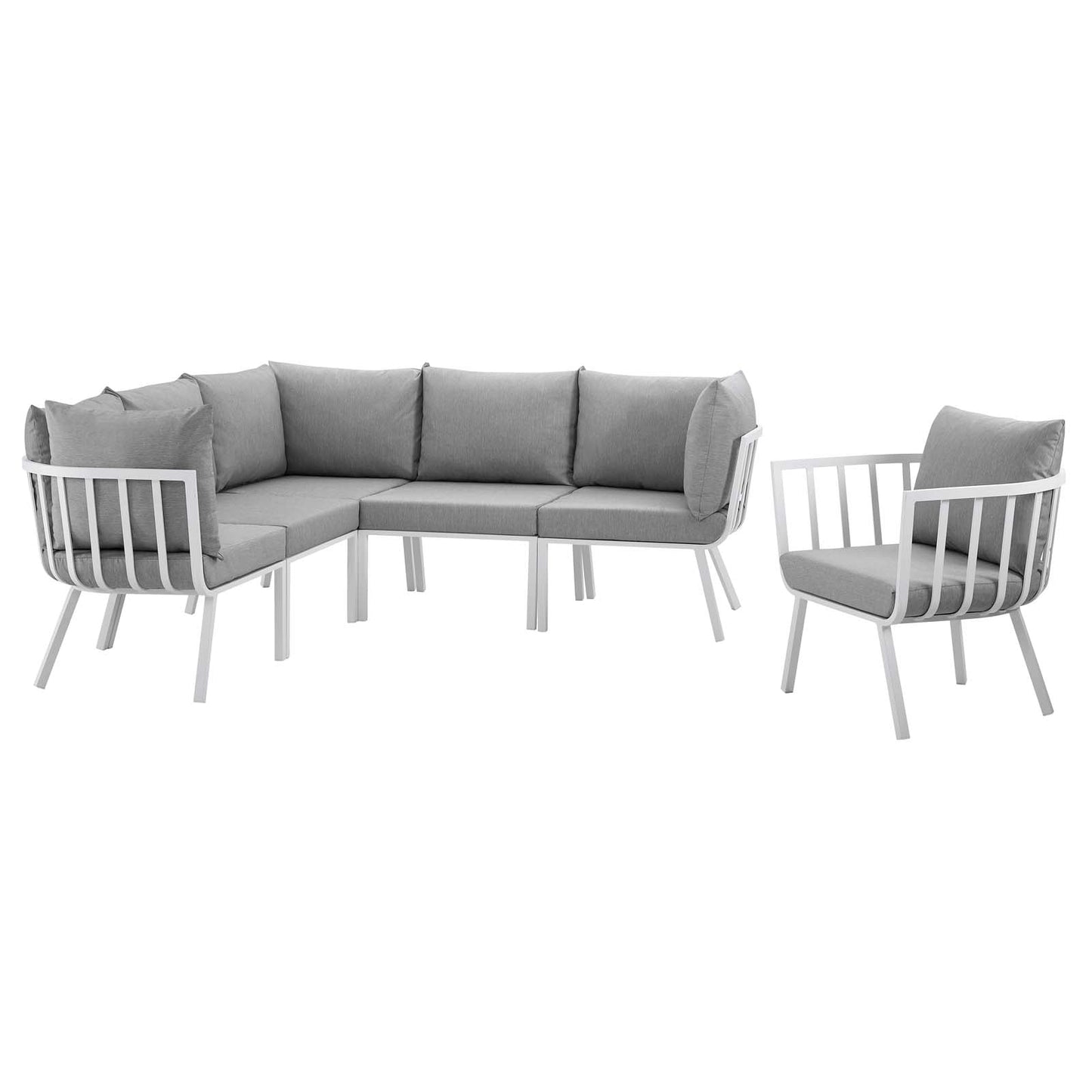 Modway Riverside 6 Piece Outdoor Patio Aluminum Set | Outdoor Sofas, Loveseats & Sectionals | Modishstore-3