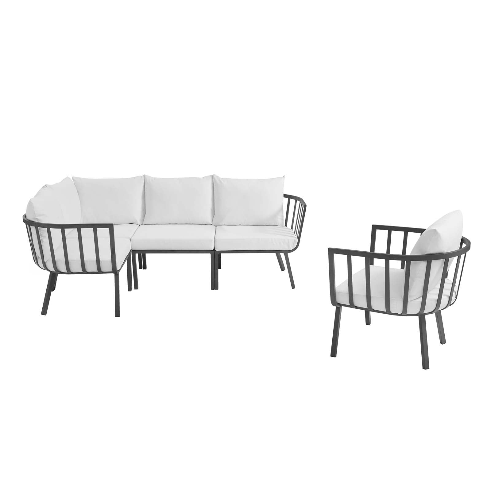 Riverside 5 Piece Outdoor Patio Aluminum Set By Modway | Outdoor Sofas, Loveseats & Sectionals | Modishstore-2