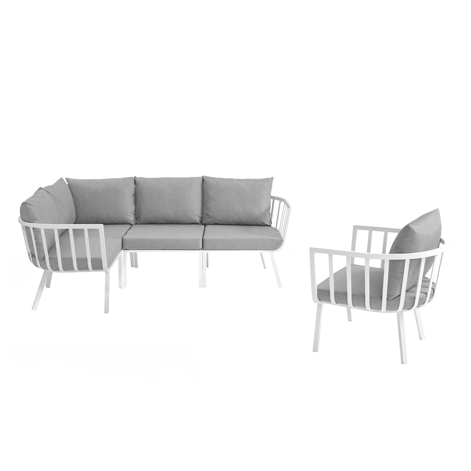 Riverside 5 Piece Outdoor Patio Aluminum Set By Modway | Outdoor Sofas, Loveseats & Sectionals | Modishstore-3