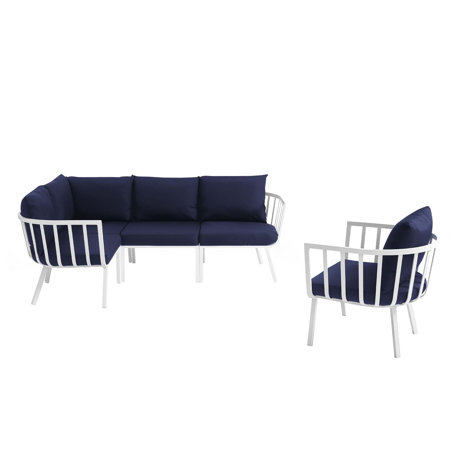 Riverside 5 Piece Outdoor Patio Aluminum Set By Modway | Outdoor Sofas, Loveseats & Sectionals | Modishstore-4