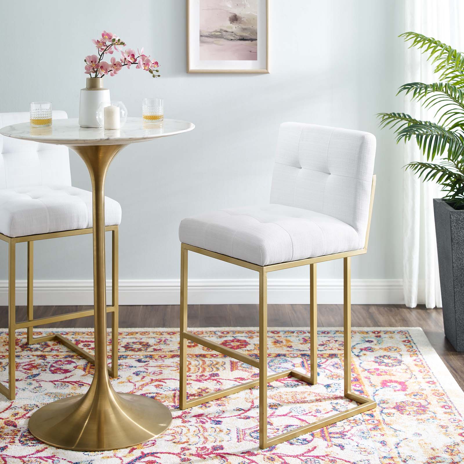 Modway Privy Gold Stainless Steel Upholstered Fabric Bar Stool | Bar Stools | Modishstore-4