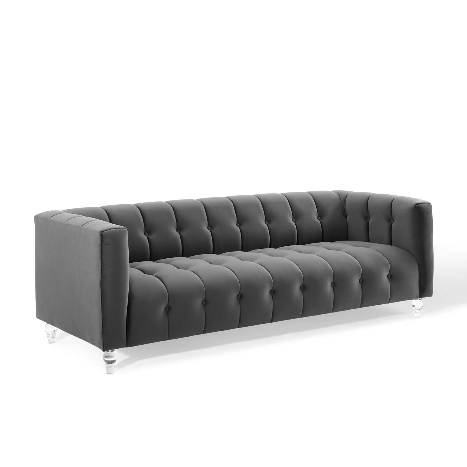 Modway Mesmer Channel Tufted Button Performance Velvet Sofa | Sofas | Modishstore-8
