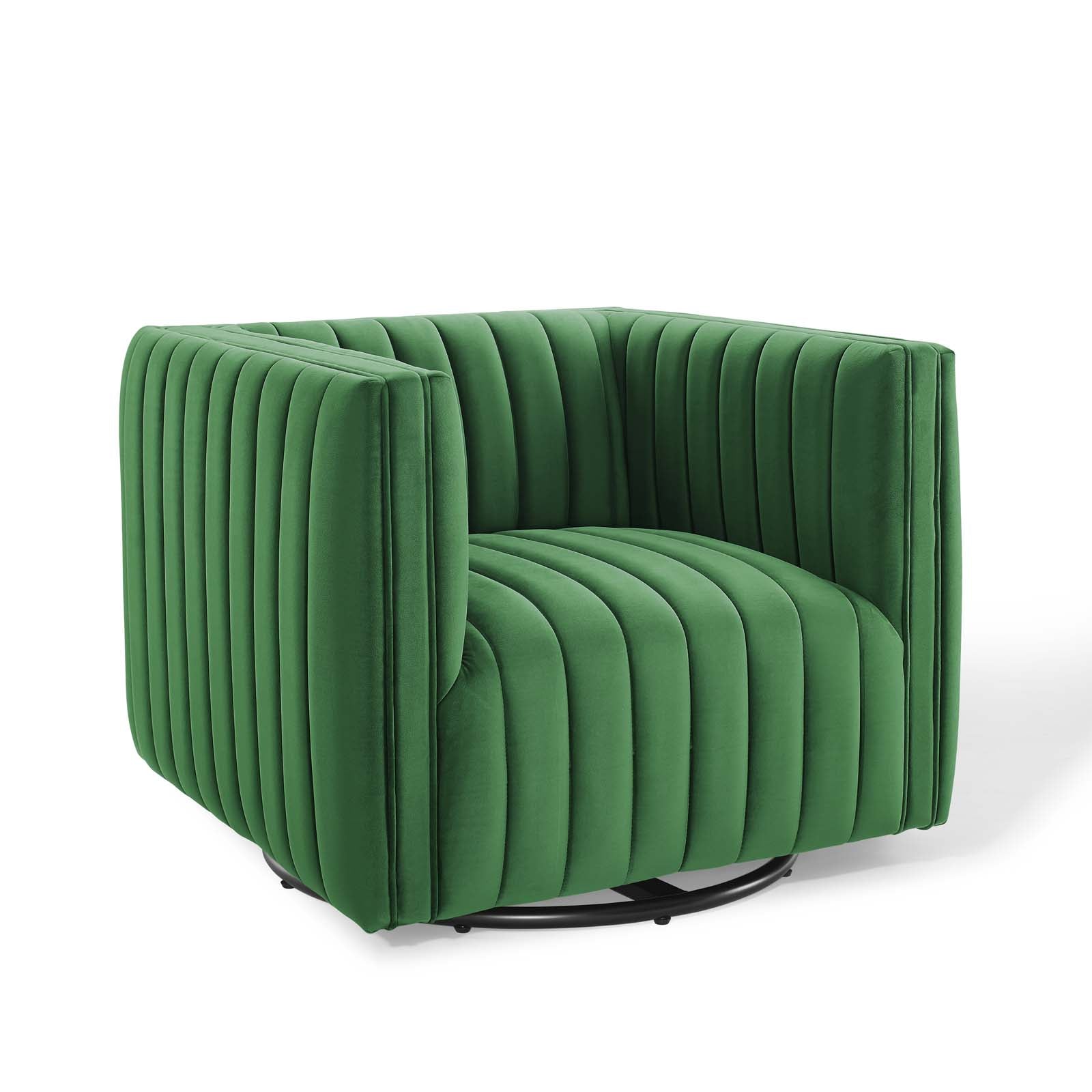 Conjure Channel Tufted Performance Velvet Swivel Armchair By Modway - EEI-3883 | Armchairs