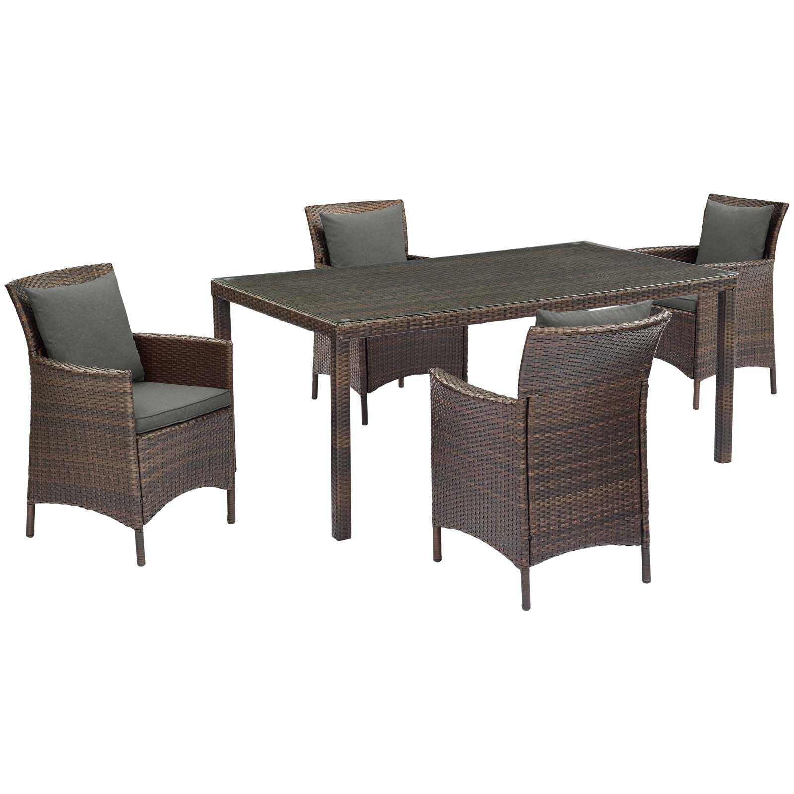 Modway Conduit 5 Piece Outdoor Patio Wicker Rattan Set | Outdoor Sofas, Loveseats & Sectionals | 