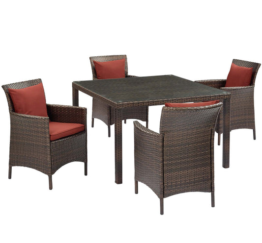 Modway Conduit 5 Piece Outdoor Patio Wicker Rattan Set | Outdoor Sofas, Loveseats & Sectionals | 