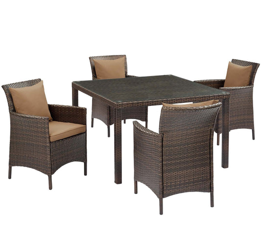 Modway Conduit 5 Piece Outdoor Patio Wicker Rattan Set | Outdoor Sofas, Loveseats & Sectionals | 