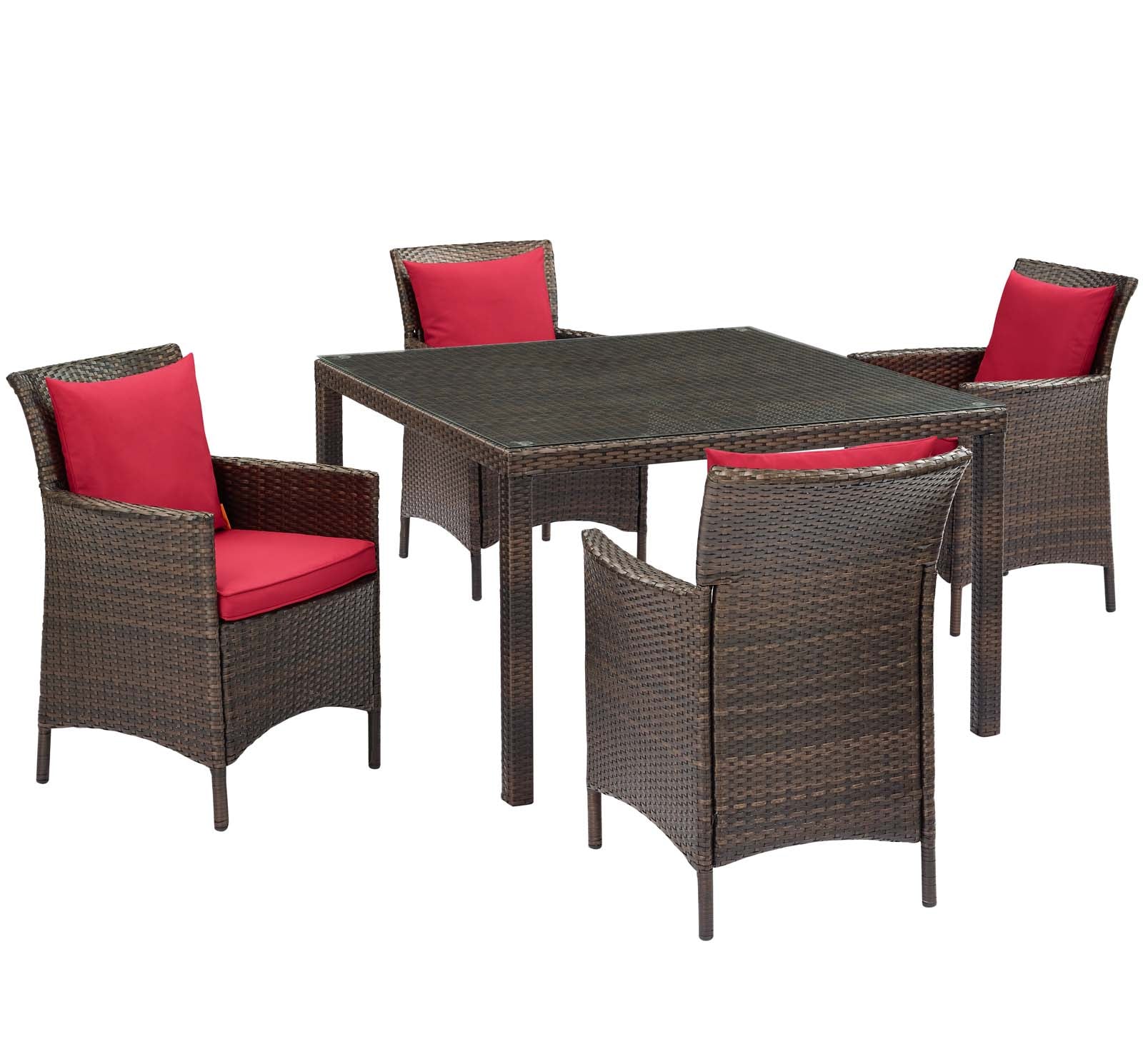 Modway Conduit 5 Piece Outdoor Patio Wicker Rattan Set | Outdoor Sofas, Loveseats & Sectionals | 
