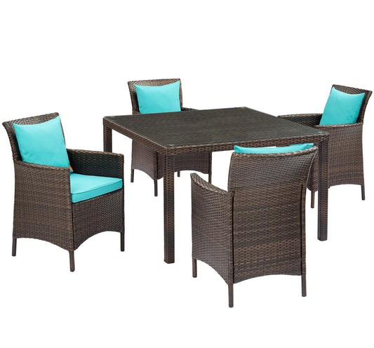 Modway Conduit 5 Piece Outdoor Patio Wicker Rattan Set | Outdoor Sofas, Loveseats & Sectionals | 