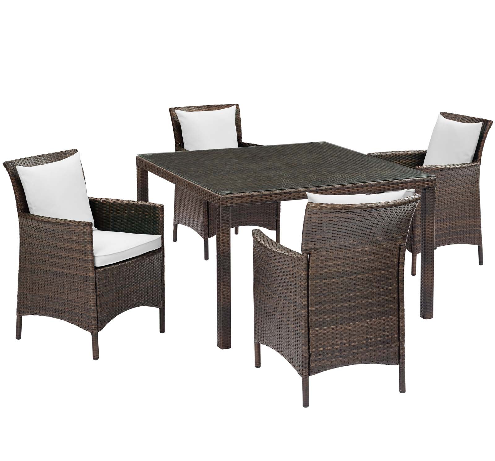 Modway Conduit 5 Piece Outdoor Patio Wicker Rattan Set | Outdoor Sofas, Loveseats & Sectionals | 