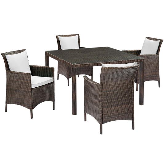 Modway Conduit 5 Piece Outdoor Patio Wicker Rattan Set | Outdoor Sofas, Loveseats & Sectionals | 