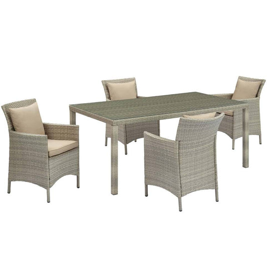 Modway Conduit 5 Piece Outdoor Patio Wicker Rattan Dining Set | Outdoor Dining Sets