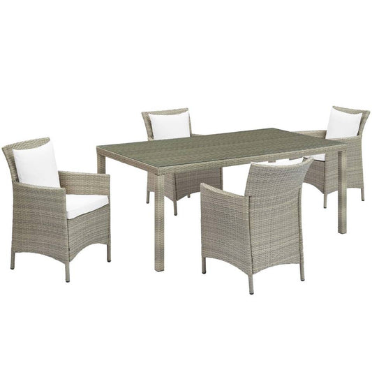 Modway Conduit 5 Piece Outdoor Patio Wicker Rattan Dining Set | Outdoor Dining Sets | 
