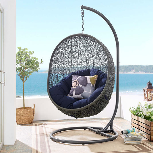 Modway Hide Outdoor Patio Sunbrella Swing Chair With Stand | Outdoor Porch Swings | 