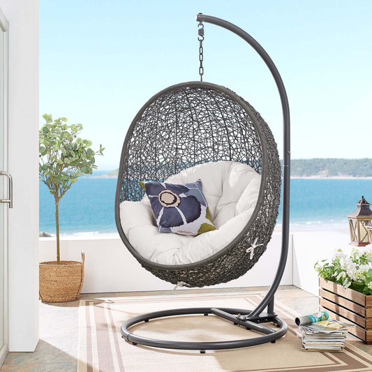Modway Hide Outdoor Patio Sunbrella Swing Chair With Stand | Outdoor Porch Swings | 