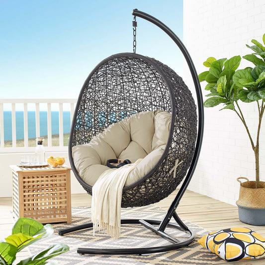 Modway Encase Sunbrella Swing Outdoor Patio Lounge Chair | Outdoor Porch Swings