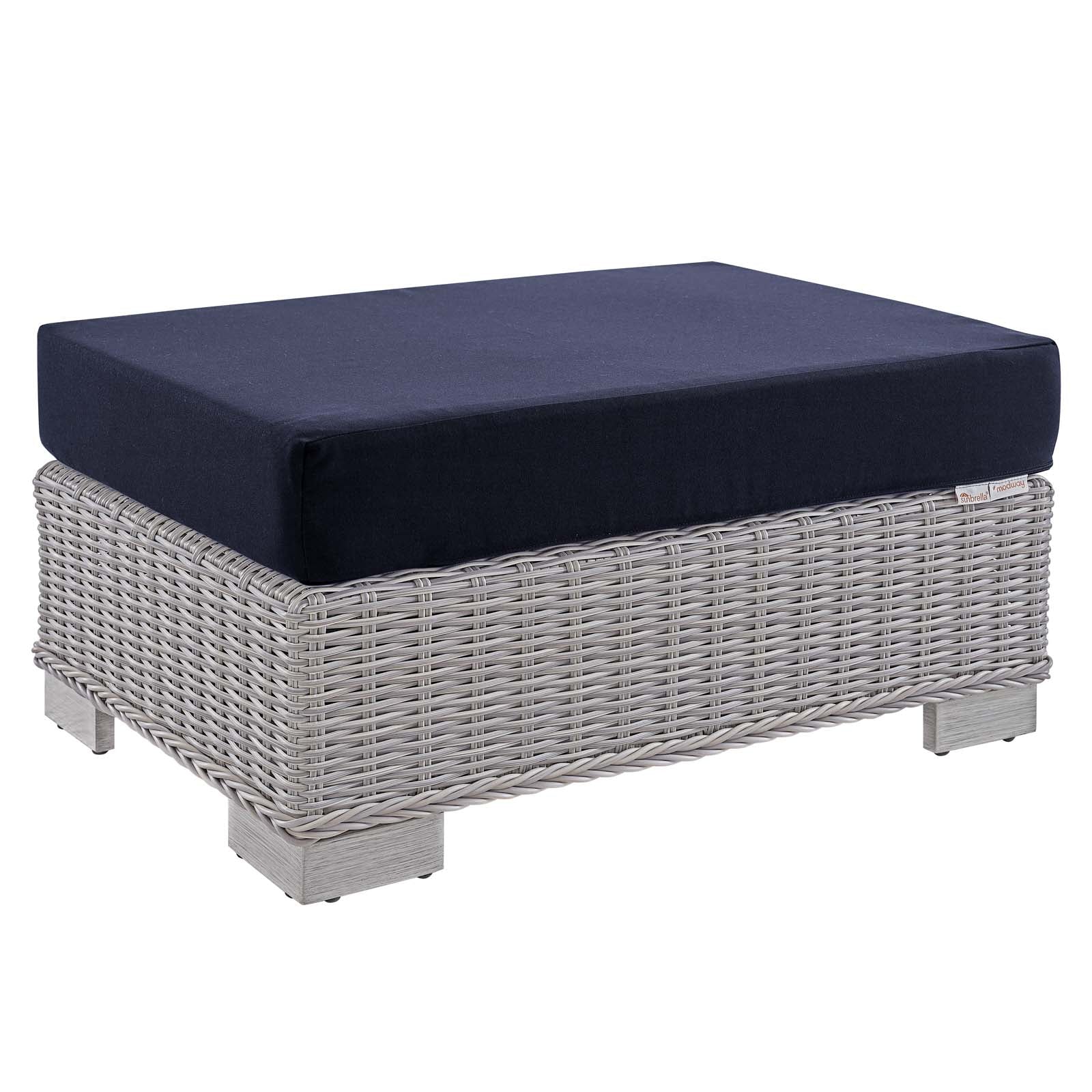 Modway Conway Sunbrella® Outdoor Patio Wicker Rattan Ottoman | Outdoor Ottoman