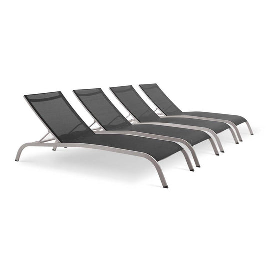 Modway Savannah Outdoor Patio Mesh Chaise Lounge Set of 4 | Outdoor Recliners & Lounge Chairs | Modishstore