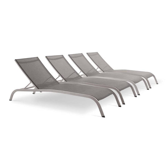 Modway Savannah Outdoor Patio Mesh Chaise Lounge Set of 4 | Outdoor Recliners & Lounge Chairs | Modishstore-2