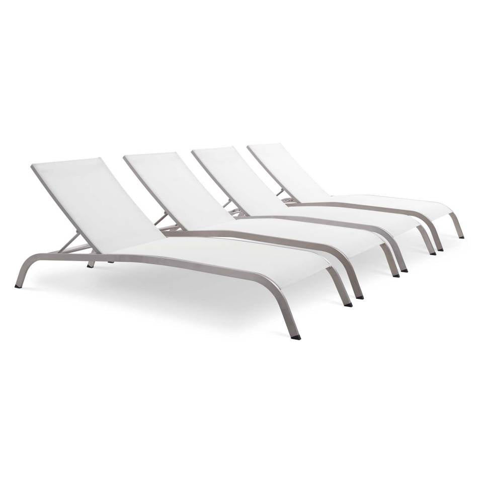 Modway Savannah Outdoor Patio Mesh Chaise Lounge Set of 4 | Outdoor Recliners & Lounge Chairs | Modishstore-3