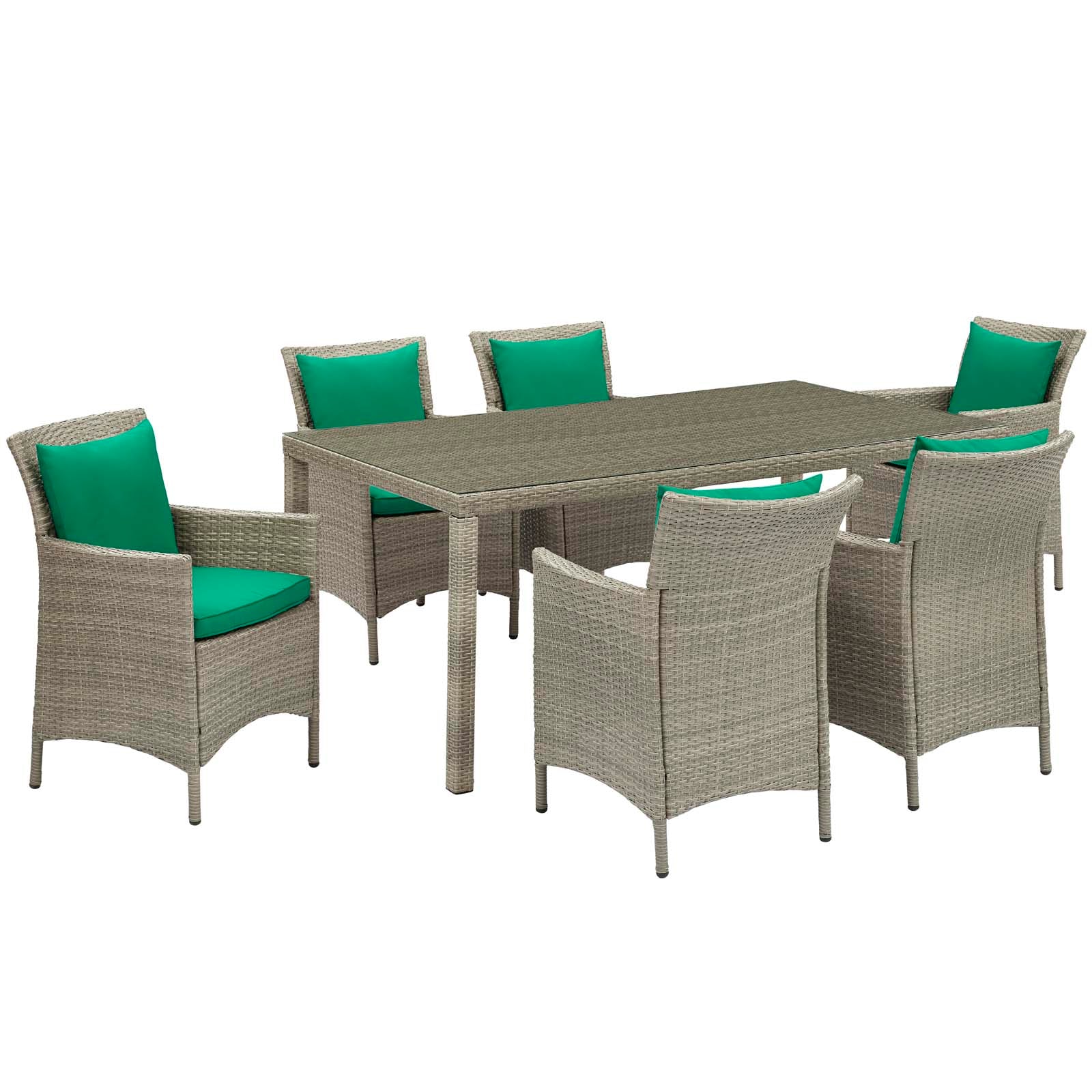 Modway Conduit 7 Piece Outdoor Patio Wicker Rattan Dining Set | Dining Sets | 