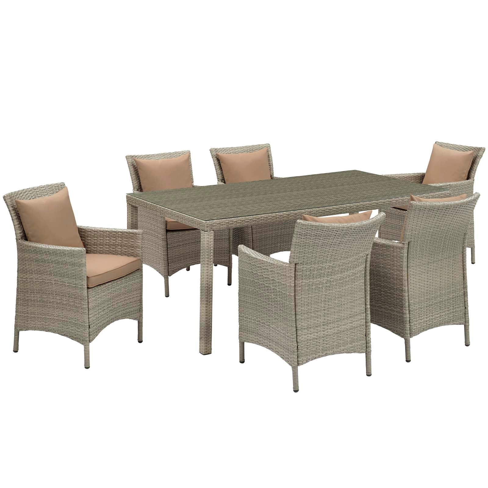 Modway Conduit 7 Piece Outdoor Patio Wicker Rattan Dining Set | Dining Sets | 