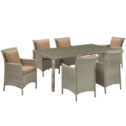 Modway Conduit 7 Piece Outdoor Patio Wicker Rattan Dining Set | Dining Sets | 