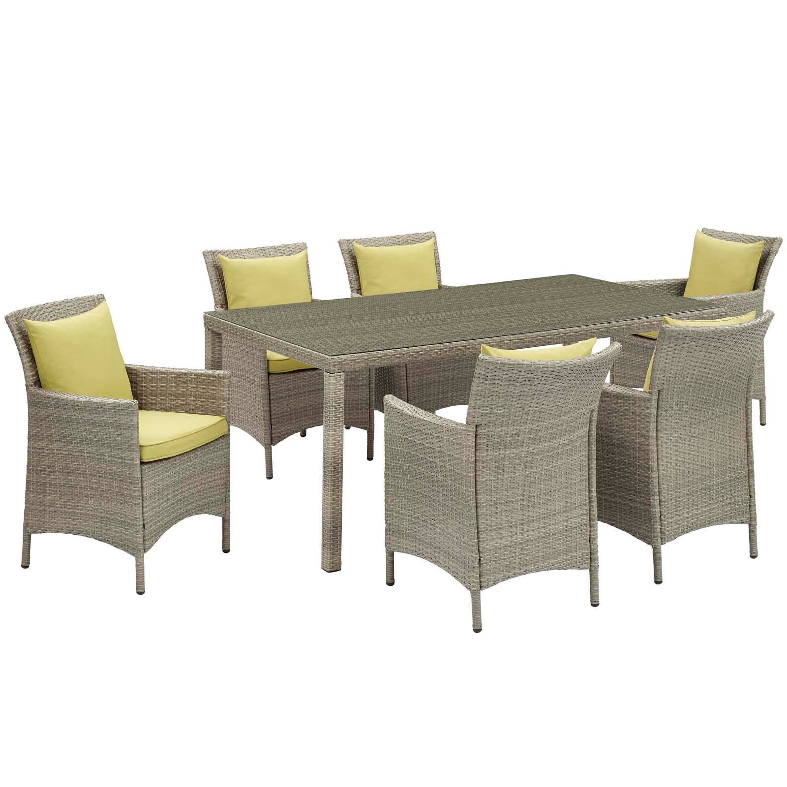 Modway Conduit 7 Piece Outdoor Patio Wicker Rattan Dining Set | Dining Sets | 
