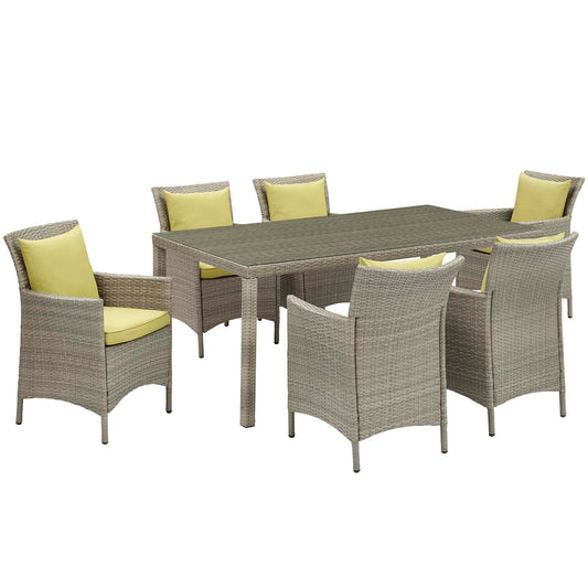 Modway Conduit 7 Piece Outdoor Patio Wicker Rattan Dining Set | Dining Sets | 