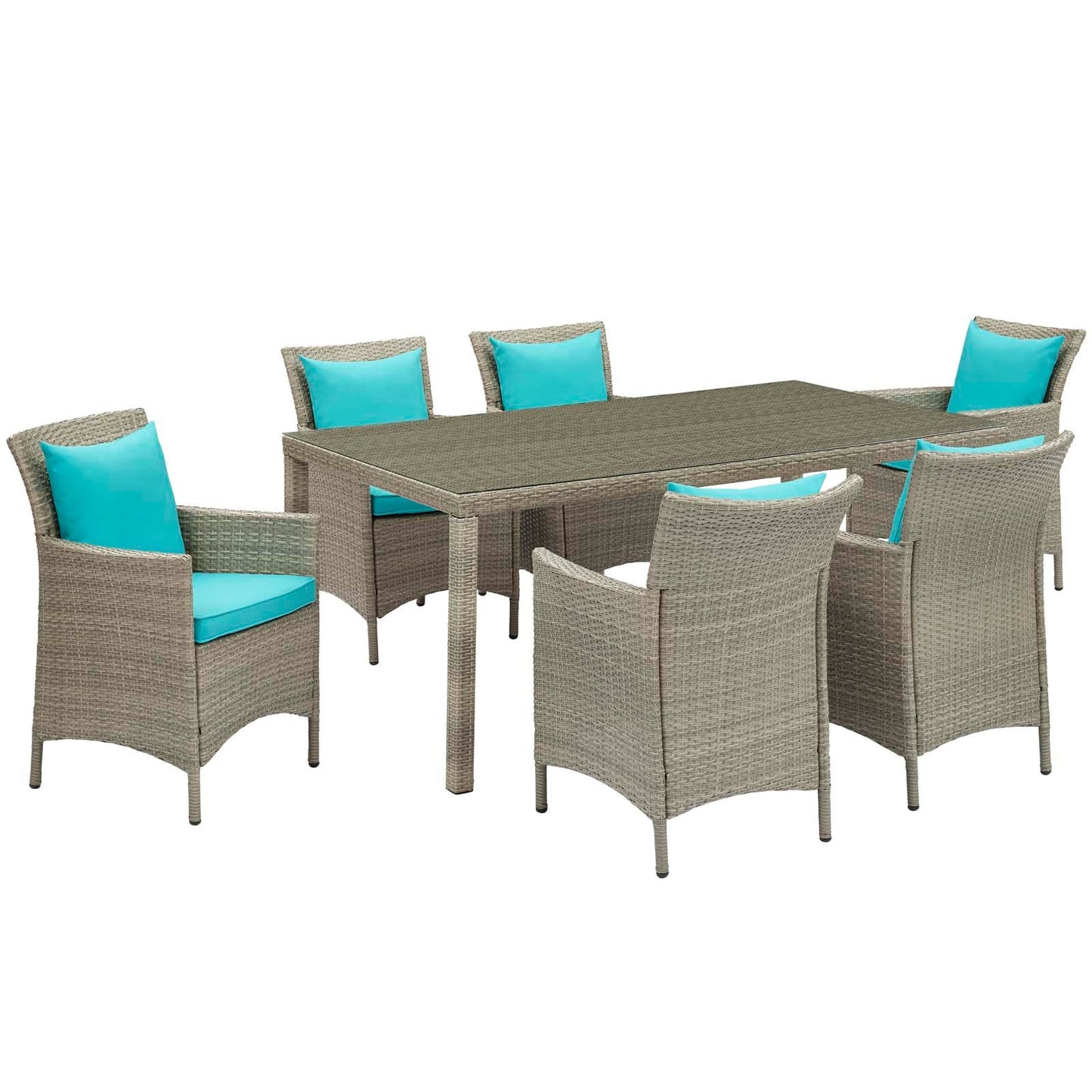Modway Conduit 7 Piece Outdoor Patio Wicker Rattan Dining Set | Dining Sets | 