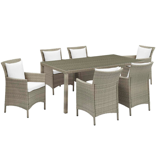 Modway Conduit 7 Piece Outdoor Patio Wicker Rattan Dining Set | Dining Sets | 