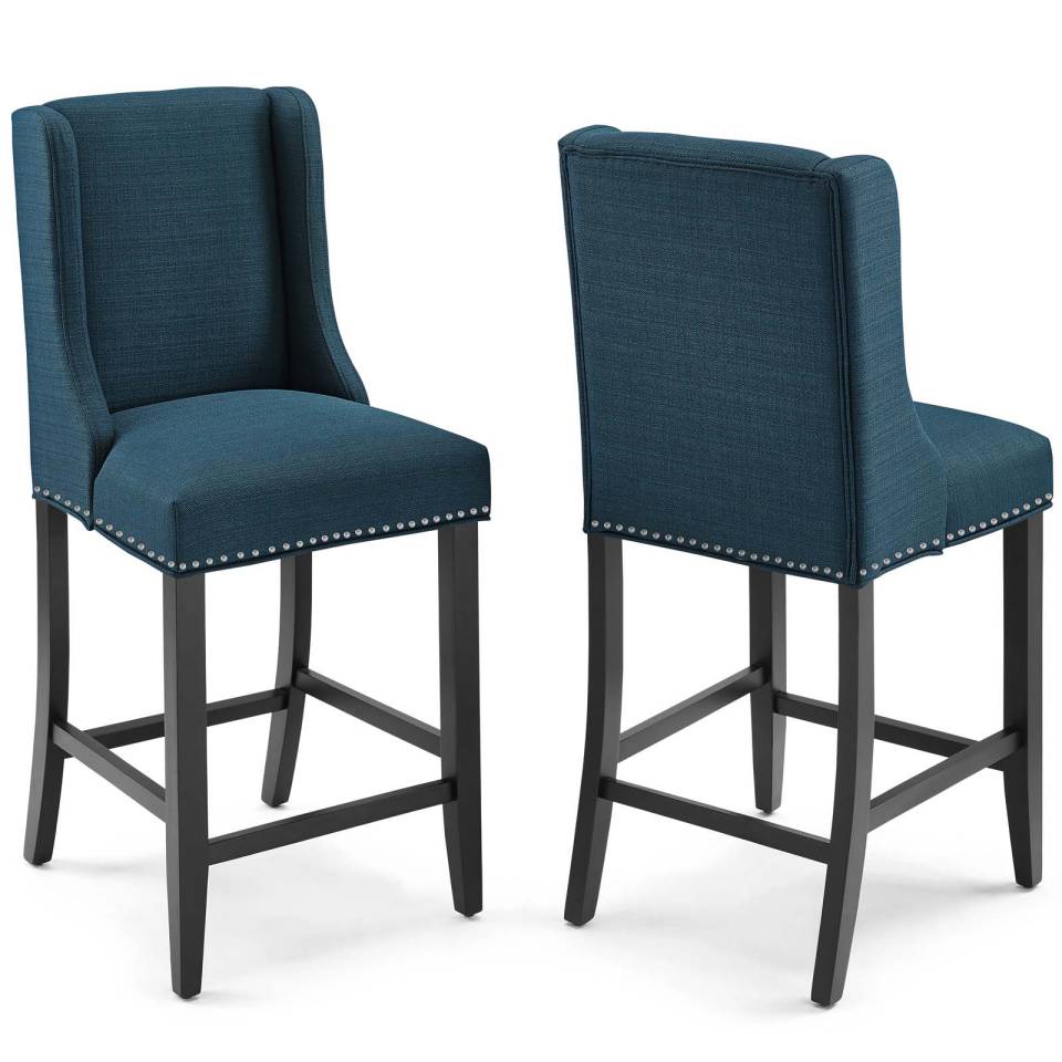 Modway Baron Counter Stool Upholstered Fabric Set of 2 | Counter Stools