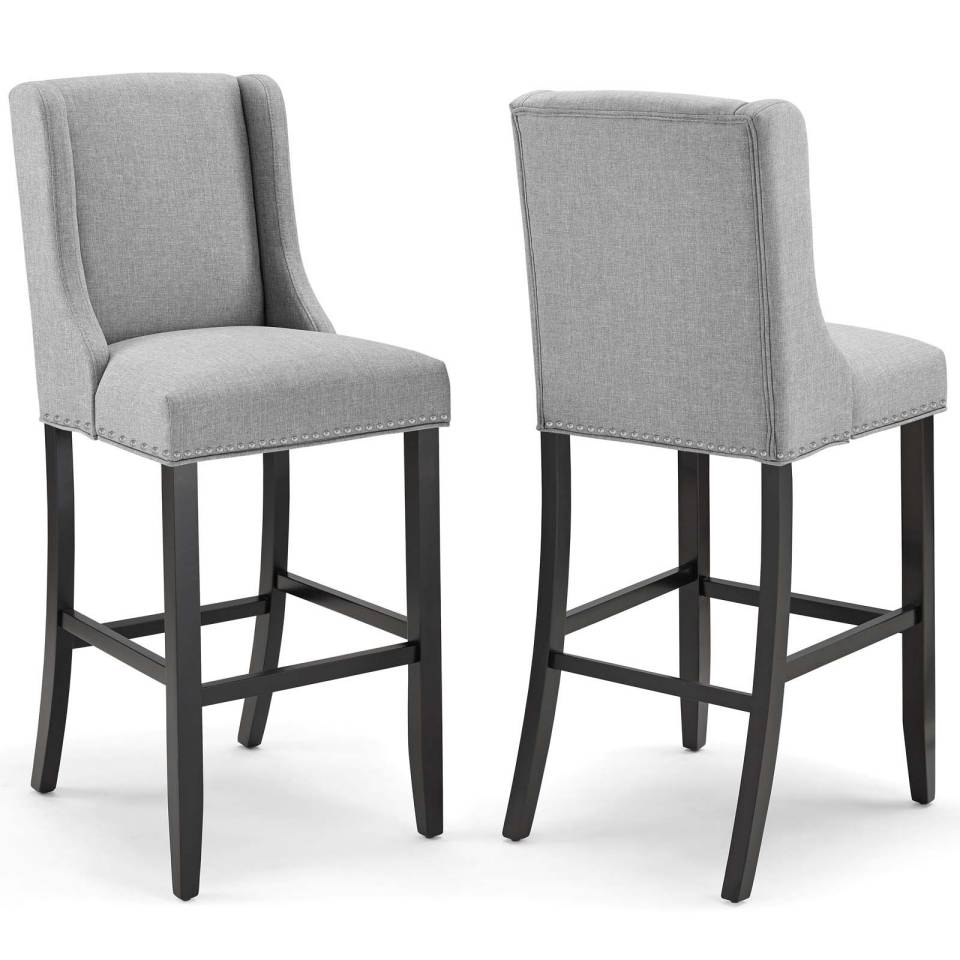 Modway Baron Bar Stool Upholstered Fabric Set of 2 | Bar Stools | 