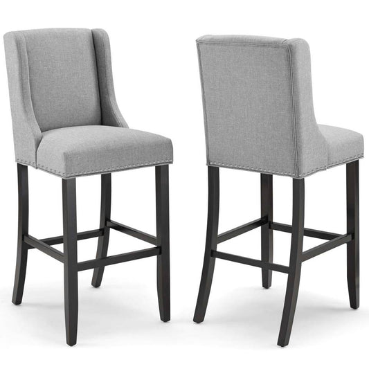 Modway Baron Bar Stool Upholstered Fabric Set of 2 | Bar Stools | 