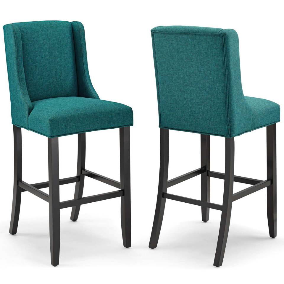 Modway Baron Bar Stool Upholstered Fabric Set of 2 | Bar Stools | 