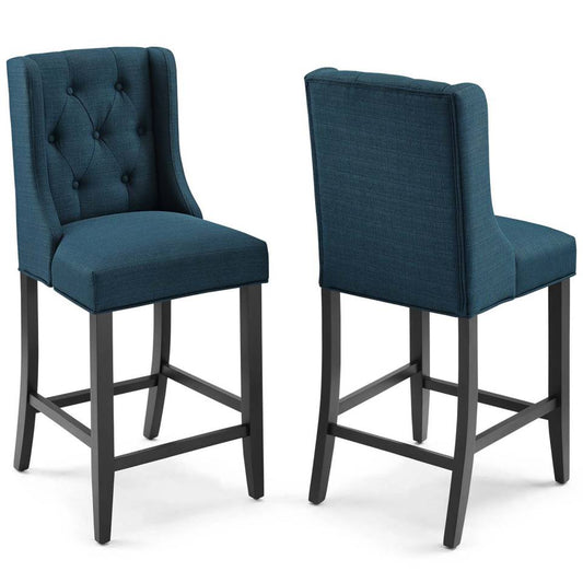 Modway Baronet Counter Bar Stool Upholstered Fabric Set of 2 | Bar Stools