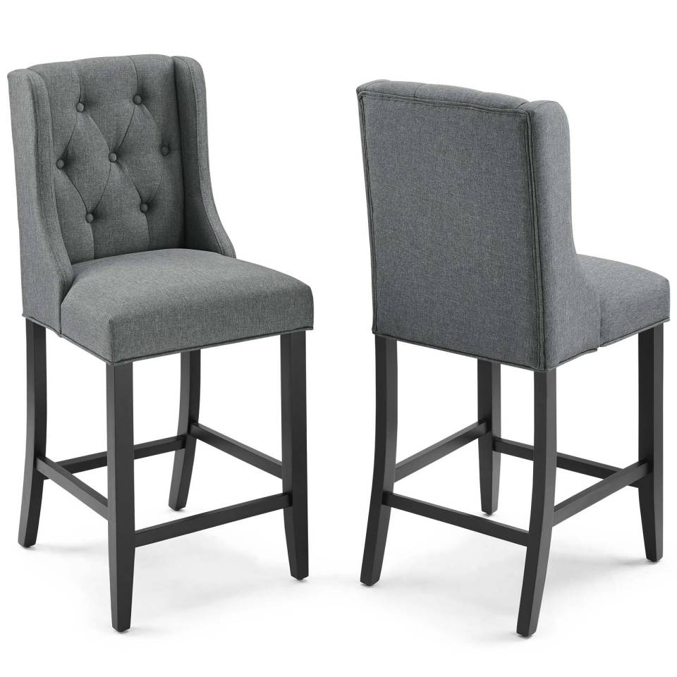 Modway Baronet Counter Bar Stool Upholstered Fabric Set of 2 | Bar Stools | 