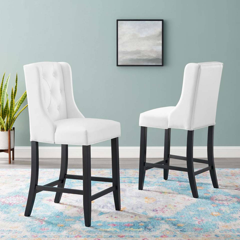Modway Baronet Counter Bar Stool Faux Leather Set of 2 | Bar Stools