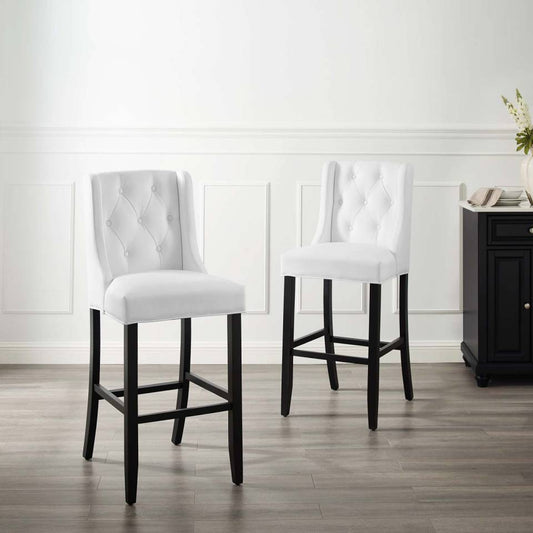 Modway Baronet Bar Stool Faux Leather Set of 2 | Bar Stools