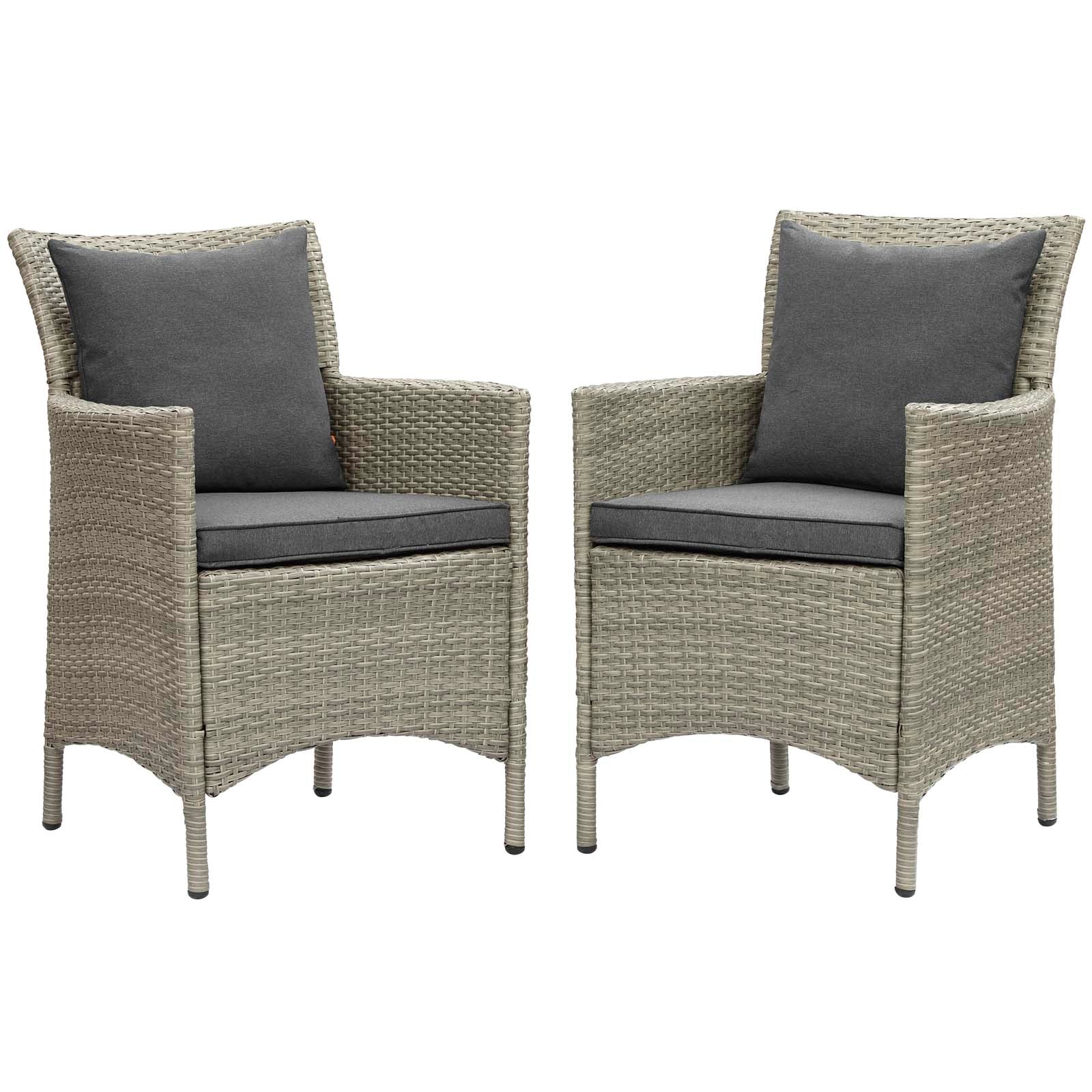 Modway Conduit Outdoor Patio Wicker Rattan Dining Armchair Set of 2 | Armchairs | 