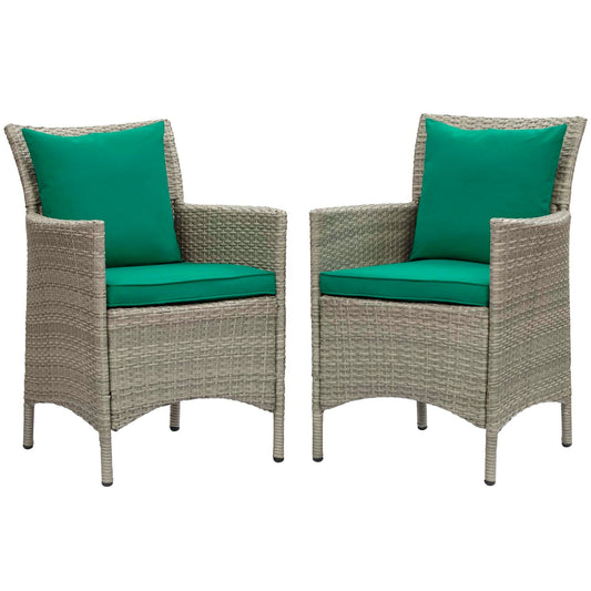 Modway Conduit Outdoor Patio Wicker Rattan Dining Armchair Set of 2 | Armchairs | 