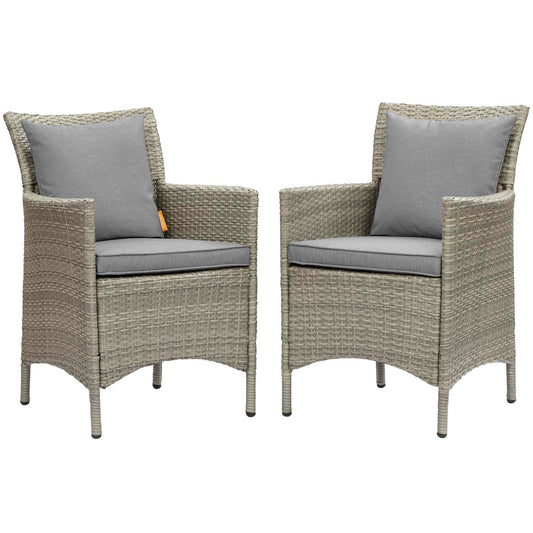 Modway Conduit Outdoor Patio Wicker Rattan Dining Armchair Set of 2 | Armchairs | 