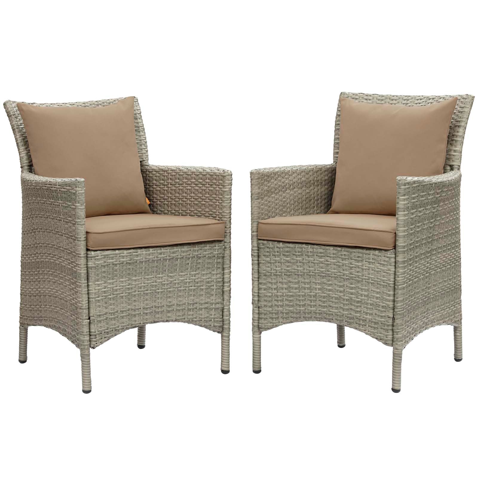Modway Conduit Outdoor Patio Wicker Rattan Dining Armchair Set of 2 | Armchairs | 