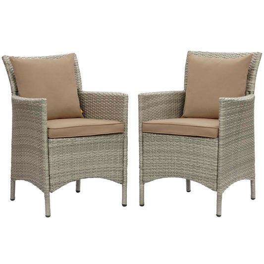 Modway Conduit Outdoor Patio Wicker Rattan Dining Armchair Set of 2 | Armchairs | 