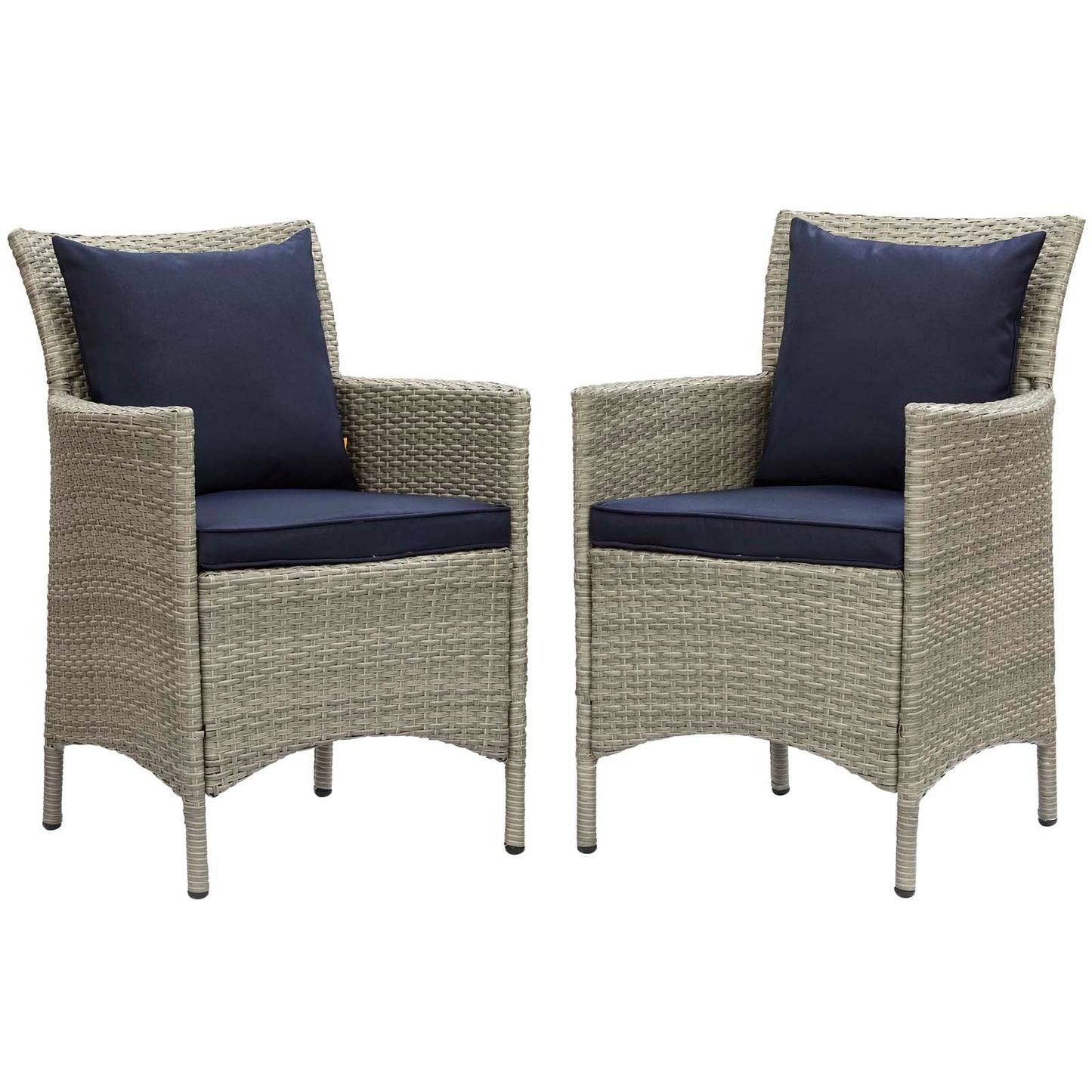 Modway Conduit Outdoor Patio Wicker Rattan Dining Armchair Set of 2 | Armchairs | 