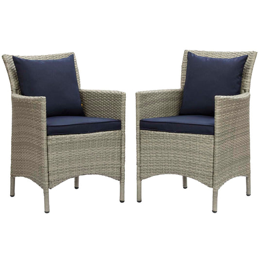 Modway Conduit Outdoor Patio Wicker Rattan Dining Armchair Set of 2 | Armchairs | 