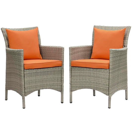 Modway Conduit Outdoor Patio Wicker Rattan Dining Armchair Set of 2 | Armchairs | 