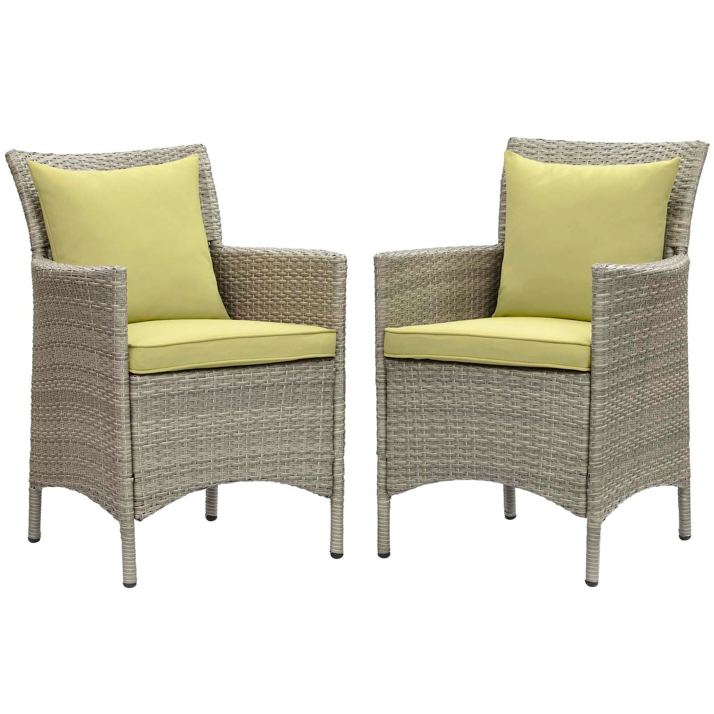 Modway Conduit Outdoor Patio Wicker Rattan Dining Armchair Set of 2 | Armchairs | 