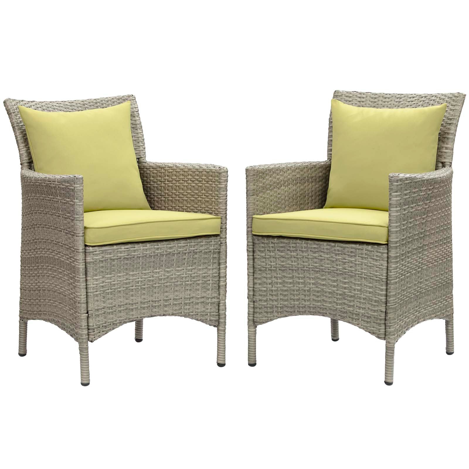 Modway Conduit Outdoor Patio Wicker Rattan Dining Armchair Set of 2 | Armchairs | 