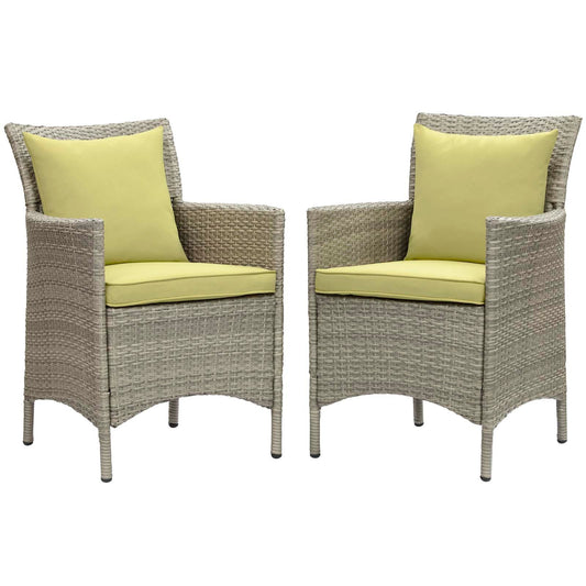 Modway Conduit Outdoor Patio Wicker Rattan Dining Armchair Set of 2 | Armchairs | 