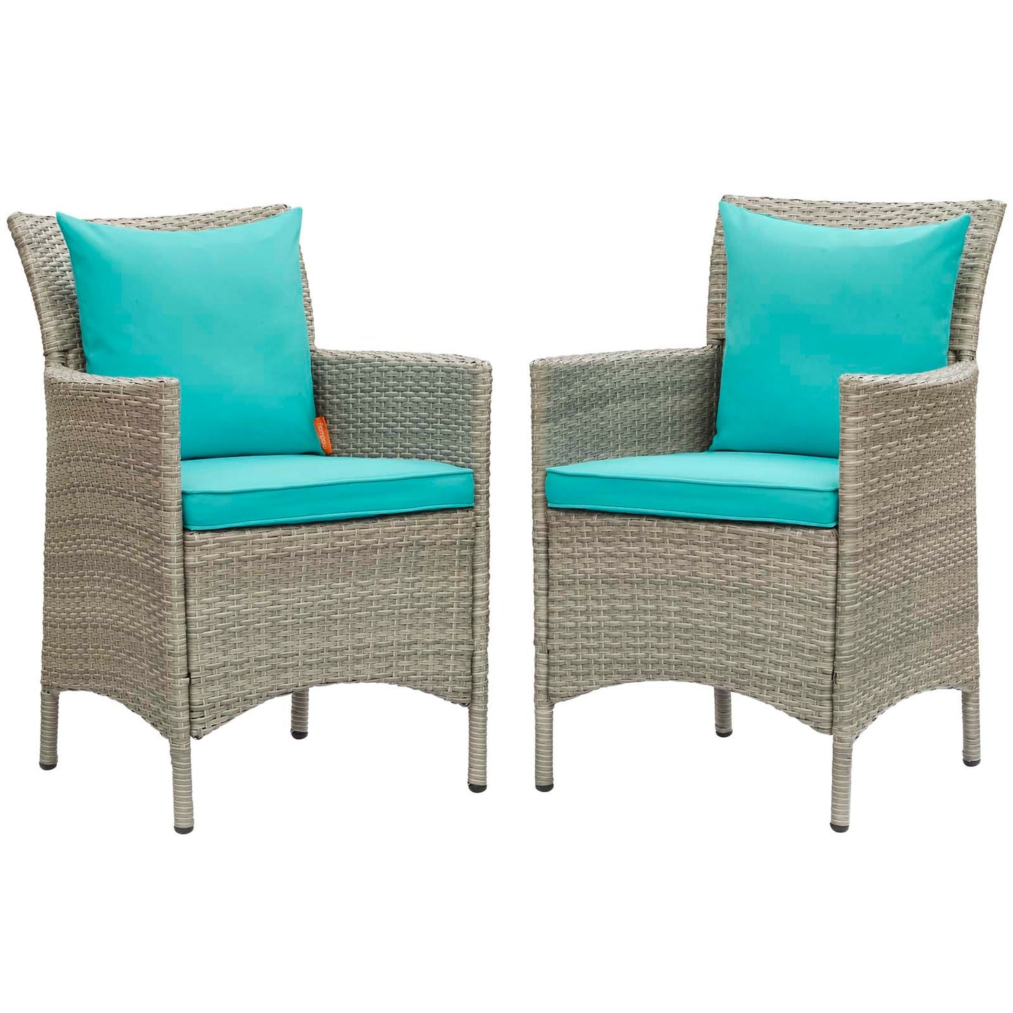 Modway Conduit Outdoor Patio Wicker Rattan Dining Armchair Set of 2 | Armchairs | 